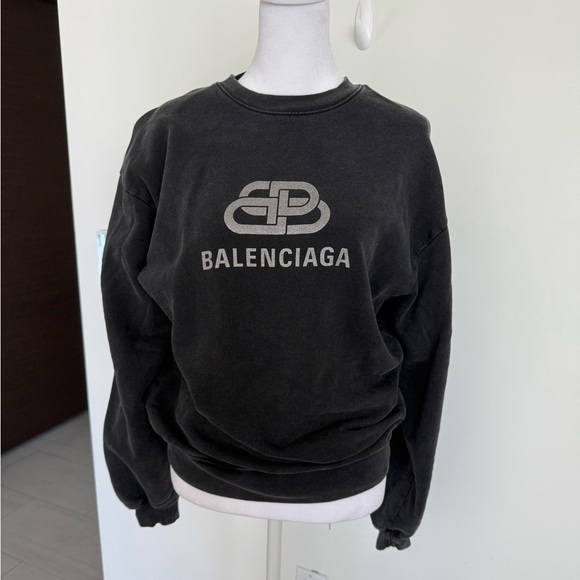 Balenciaga Bb Logo Sweatshirt in Anthracite Size Small - Picture 1 of 8